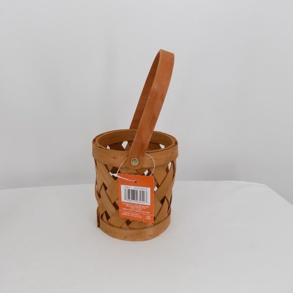 Set of 2 Ashland Fall Autumn Ash Chipwood Woven Mini Basket Wooden Handle New - Picture 3 of 12